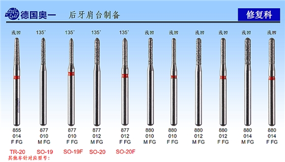 德国奥一后牙肩台制备修复车针