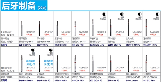 德国奥一后牙制备修复车针